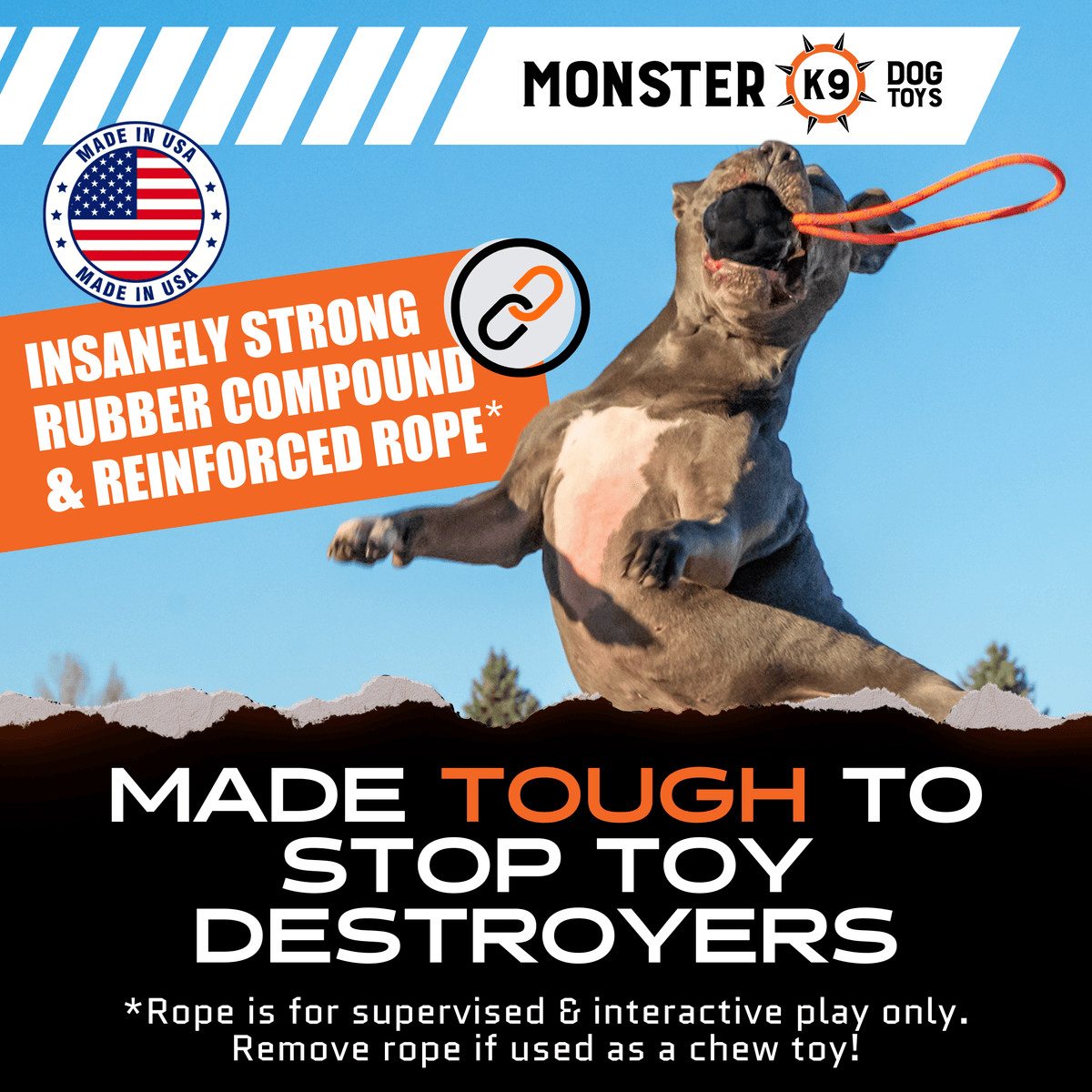 Rumble Rope Ball - Monster K9 Dog Toys